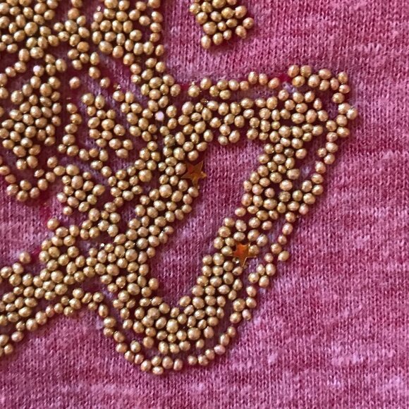 The Clas-sic Skull Tee Tank Top Beaded Pink Heathered Shirt with Fringe Sz Large - Picture 16 of 16